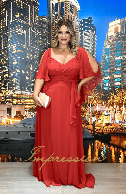 Vestido de Festa Longo Plus Size Terracota