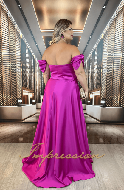 Vestido de Festa Longo Plus Size Fucsia - Imagem 2