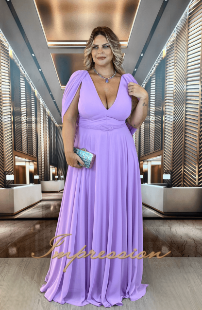 Vestido de Festa Longo Plus Size Lilas - Image 4