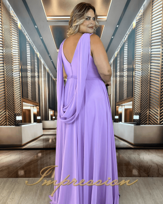 Vestido de Festa Longo Plus Size Lilas