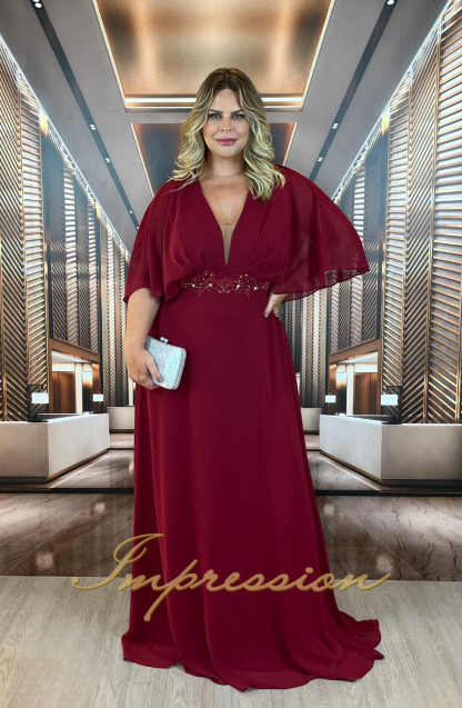 Vestido de Festa Longo Plus Size Marsala - Imagem 3