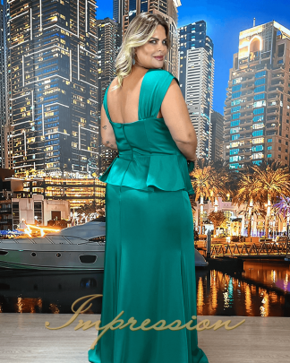 Vestido de Festa Longo Plus Size Verde Esmeralda