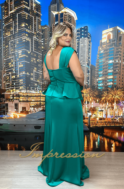 Vestido de Festa Longo Plus Size Verde Esmeralda - Image 2