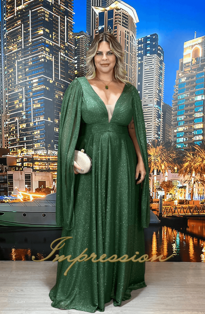 Vestido de Festa Longo Plus Size Verde Oliva