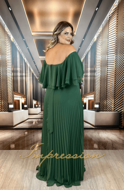 Vestido de Festa Longo Plus Size Verde Oliva - Image 2
