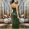 Vestido de Festa Longo Verde Oliva Paetês - Imagem 2