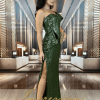 Vestido de Festa Longo Verde Oliva Paetês - Imagem 3