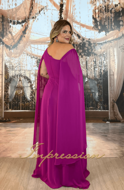 Vestido de Festa Longo Plus Size Fucsia - Imagem 2