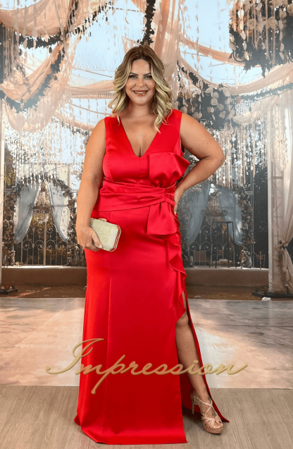 Vestido de Festa Longo Plus Size Vermelho