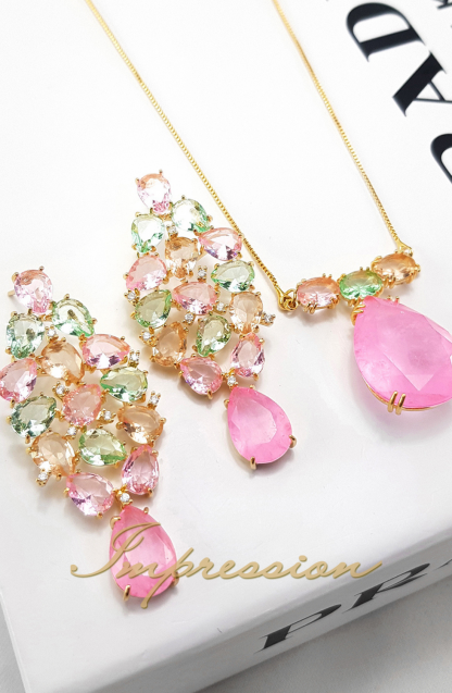 Conjunto de Festa Pedras Rosa