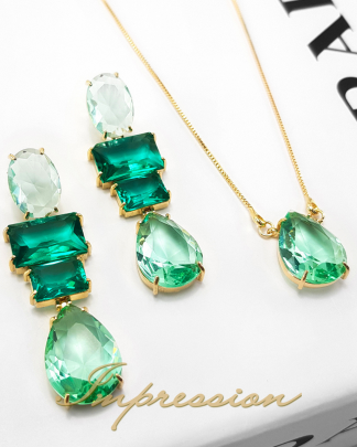 Conjunto de Festa Pedras Verde