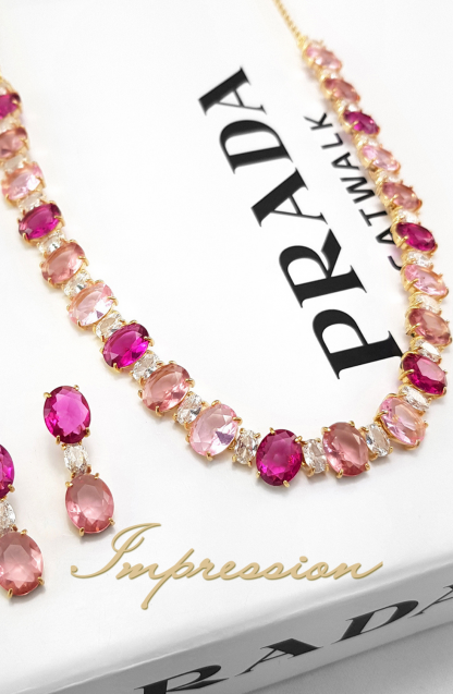 Conjunto de Festa Pedras Fucsia