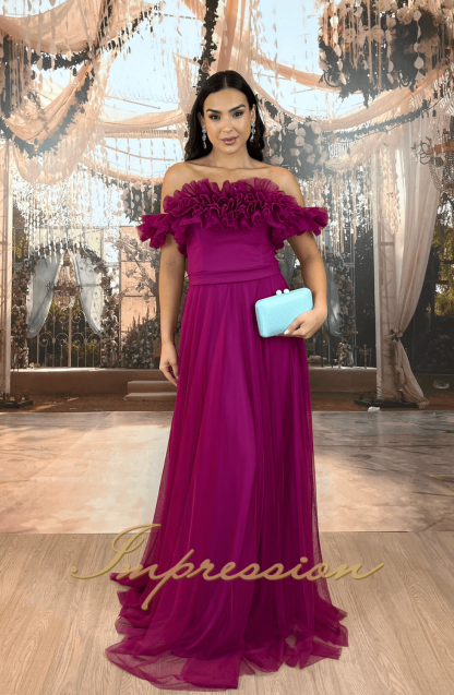 Vestido de Festa Longo Fucsia Babados - Imagem 3
