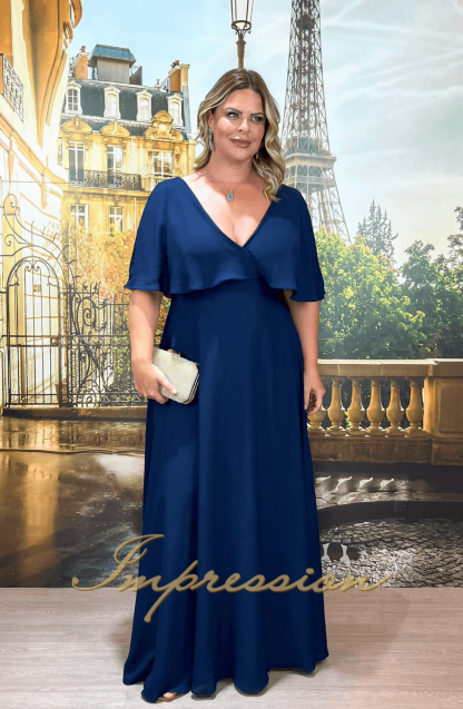 Vestido de Festa Longo Plus Size Marinho