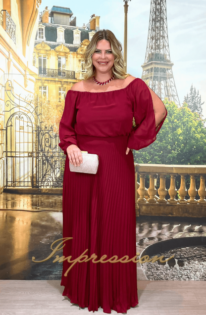 Vestido de Festa Longo Plus Size Marsala