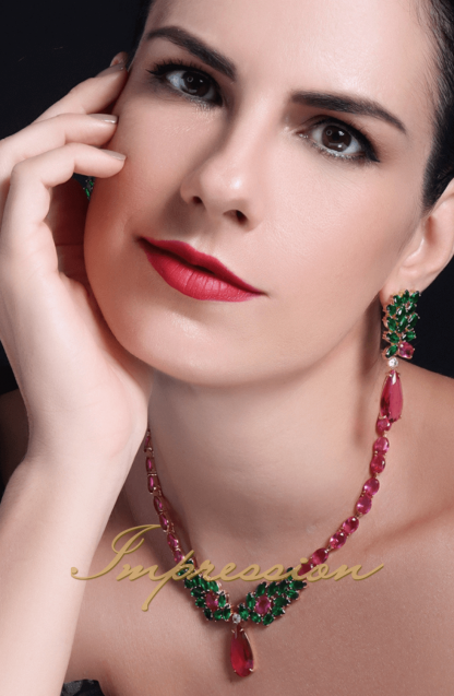Conjunto de Festa Pedras Fucsia e Verde - Imagem 3