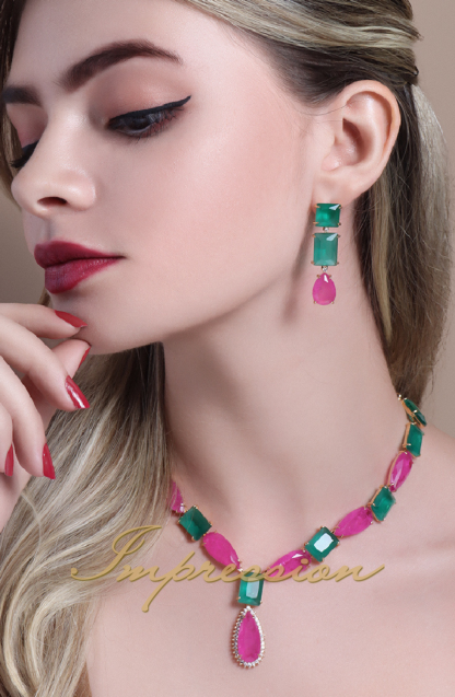 Conjunto de Festa Pedras Pink e Verde - Imagem 3