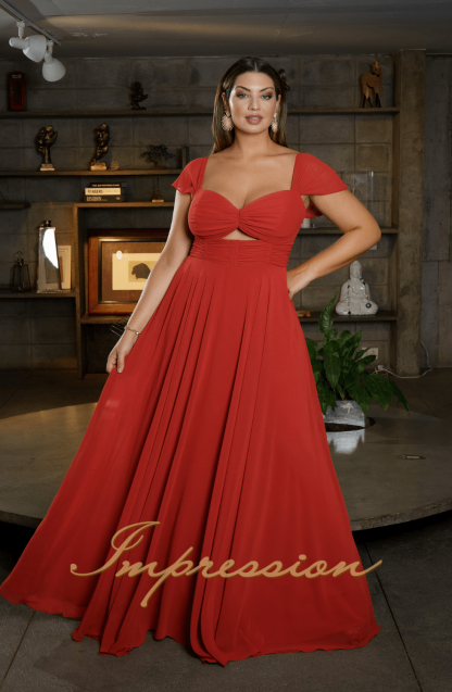 Vestido de Festa Longo Plus Size Terracota