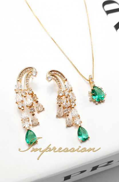 Conjunto de Festa Pedras Verde