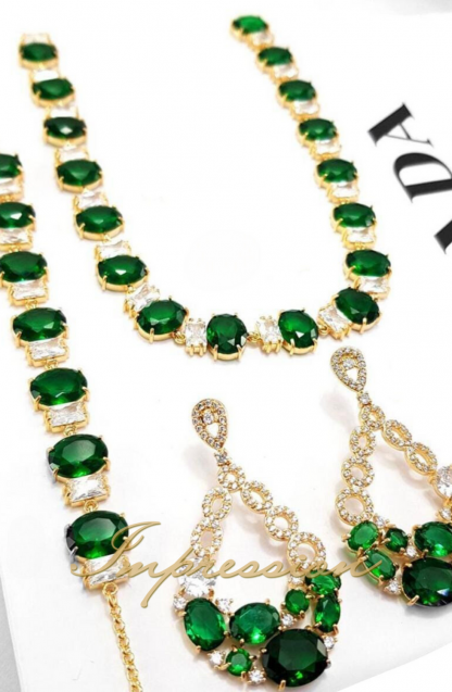 Conjunto de Festa Pedras Verde