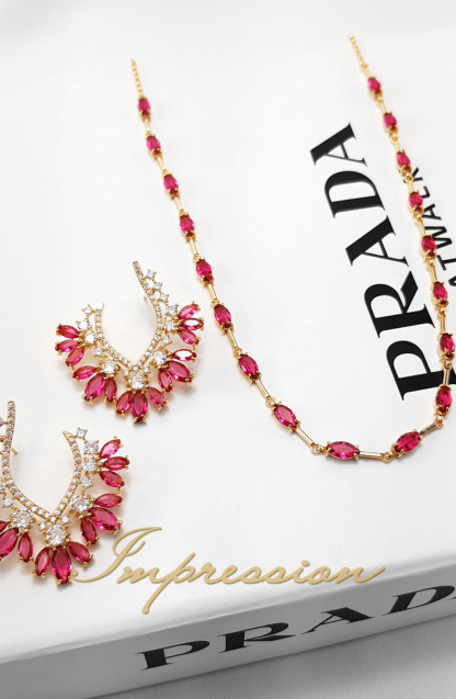 Conjunto de Festa Pedras Cherry