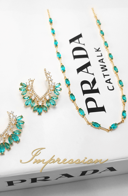 Conjunto de Festa Pedras Azul Tifany