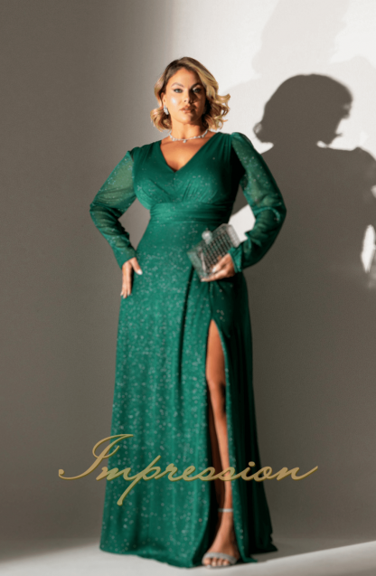 Vestido de Festa Longo Plus Size Verde Esmeralda