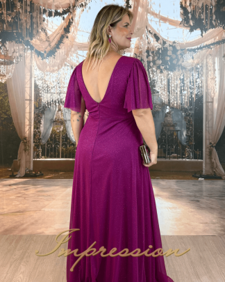 Vestido de Festa Longo Plus Size Fucsia