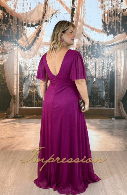 Vestido de Festa Longo Plus Size Fucsia - Image 2