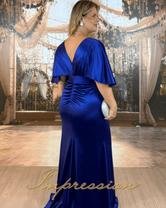 Vestido de Festa Longo Plus Size Azul Royal