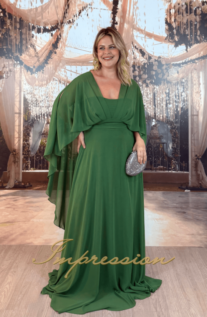 Vestido de Festa Longo Plus Size Verde Oliva