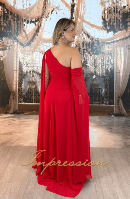 Vestido de Festa Longo Plus Size Vermelho - Image 2