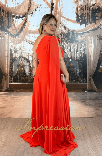 Vestido de Festa Longo Plus Size Laranja - Image 2