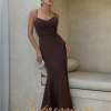 Vestido de Festa Longo Marrom Chocolate
