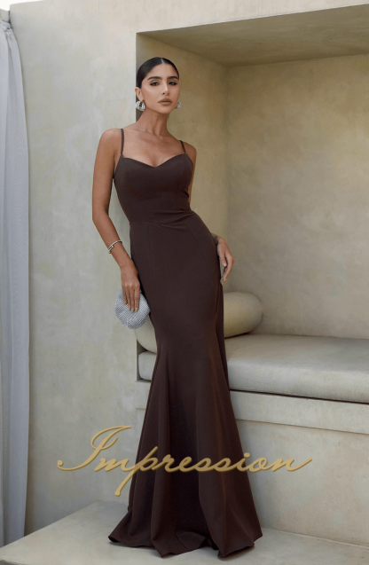 Vestido de Festa Longo Marrom Chocolate