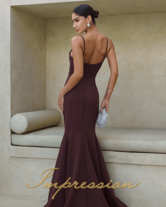 Vestido de Festa Longo Marrom Chocolate