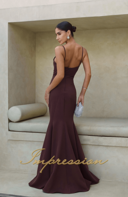 Vestido de Festa Longo Marrom Chocolate - Image 2