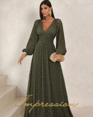 Vestido de Festa Longo Verde Oliva