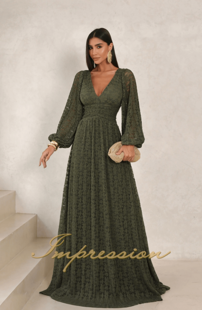 Vestido de Festa Longo Verde Oliva