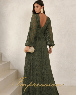 Vestido de Festa Longo Verde Oliva