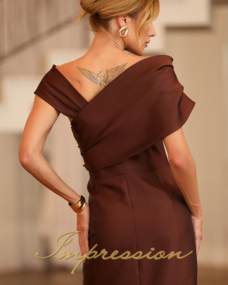Vestido de Festa Longo Marrom Chocolate