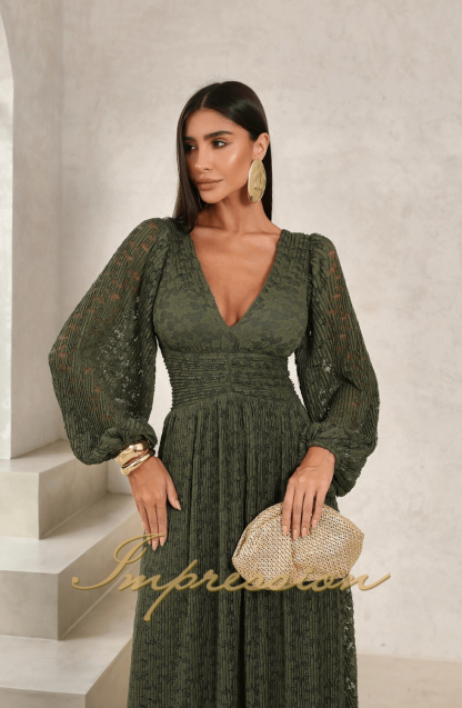 Vestido de Festa Longo Verde Oliva - Image 4