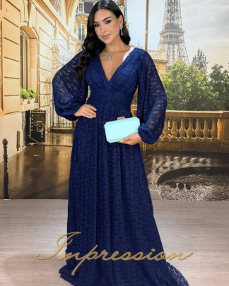 Vestido de Festa Longo Azul Marinho