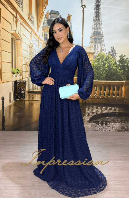 Vestido de Festa Longo Azul Marinho
