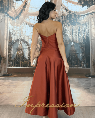 Vestido de Festa Midi Terracota