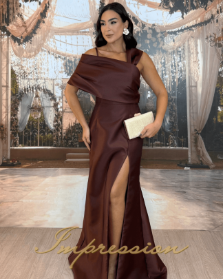 Vestido de Festa Longo Marrom Chocolate
