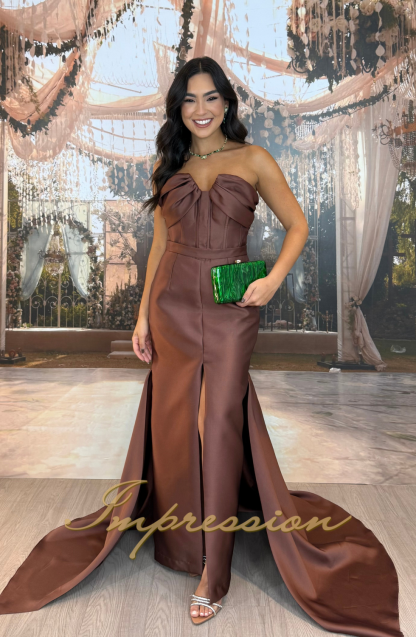 Vestido de Festa Longo Marrom Chocolate - Image 4