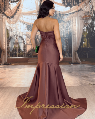 Vestido de Festa Longo Marrom Chocolate