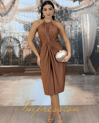 Vestido de Festa Midi Bronze Mocha