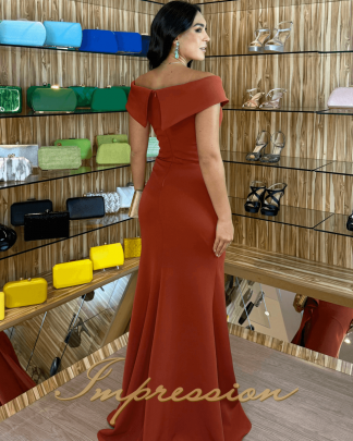 Vestido de Festa Longo Terracota